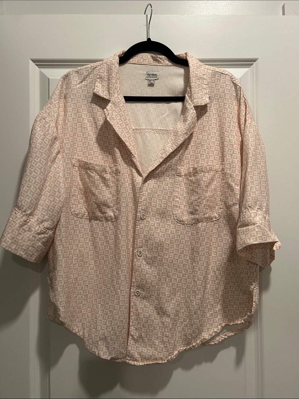 Rhythm Men's Pale Pink Geometric Shirt Jacket